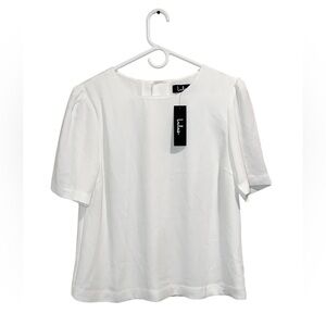 NWT Lulus White Short Sleeve Puff Shoulder Blouse - Size Medium
